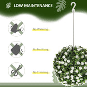 Set of 2 Artificial Topiary Rose Balls 28cm UV Protected Indoor Outdoor Decor by HOMCOM