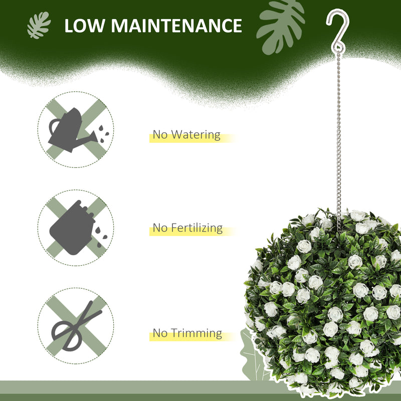 Set of 2 Artificial Topiary Rose Balls 28cm UV Protected Indoor Outdoor Decor by HOMCOM