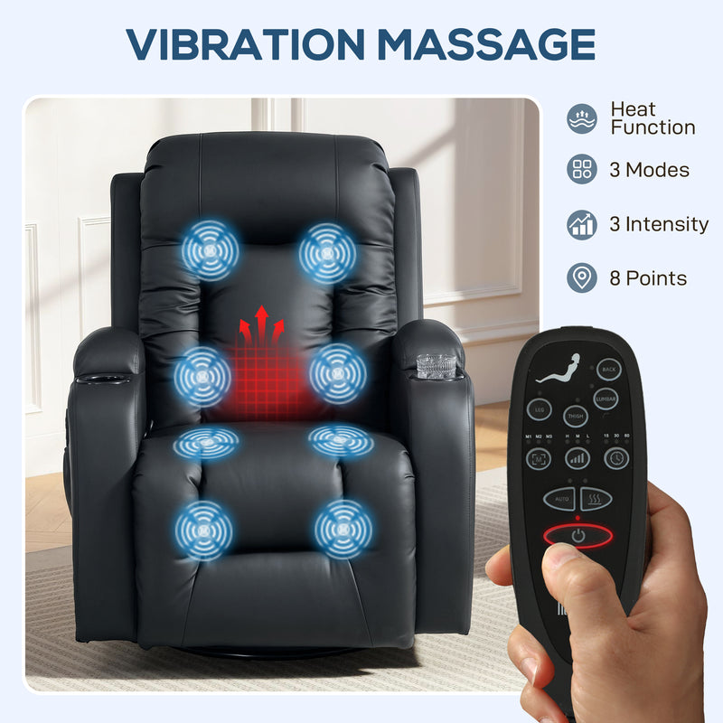 Massage Recliner Armchair with Heat and Remote for Relaxing Evenings at Home Black