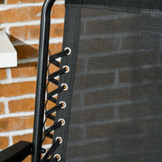 6 Piece Folding Garden Chair Set Black Steel Frame for Camping Beach or Patio Use