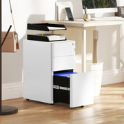 White 3 Drawer Steel Filing Cabinet with Lock for Home Office by Vinsetto