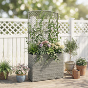 Raised Rattan Planter with Trellis for Easy Gardening Without Bending Dark Grey Outsunny