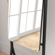 Full Length Freestanding Dressing Mirror With Adjustable Angle And Storage Shelf, Grey