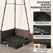 Raised Garden Planter Box with Trellis Self Watering and Drainage for Outdoor Use Grey AOSOM