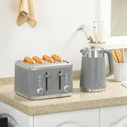 4 Slice Toaster and Rapid Boil Jug Kettle Set with Limescale Filter 3000W Tan