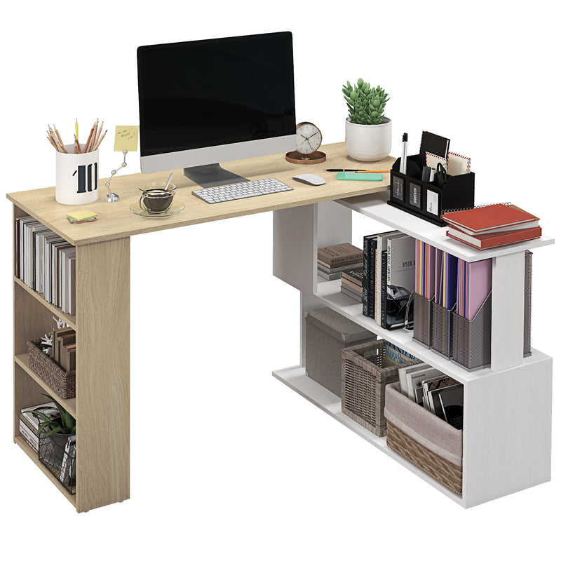 Modular Desk with Adjustable Shelves for Small Home Office and Easy Organisation White