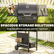 Gas Barbecue with 2 Burners and Storage for Easy Outdoor Cooking Black Outsunny