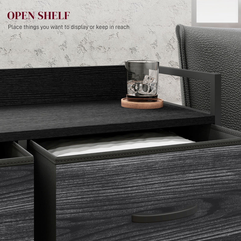 Rustic Black Chest of 6 Fabric Drawers for Bedroom and Living Room Storage by HOMCOM