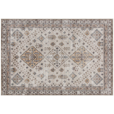 Large Washable Vintage Area Rug Non Slip Flannel Carpet for Living Room or Bedroom Beige