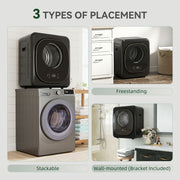 Tumble Dryer for Small Spaces 4kg Compact Laundry Dryer with Hygienic Cycle Black Gold Tone AOSOM