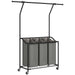Dark Grey Rolling Laundry Sorter With Hanging Rail and 3-Bag Organiser by HOMCOM