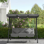 Light Grey 3 Seater Garden Swing Chair Lounger With Cushion and Tilt Canopy by Outsunny