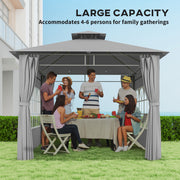 Light Grey 3 x 3 m Garden Gazebo with Double Roof and Removable Sidewalls by Outsunny
