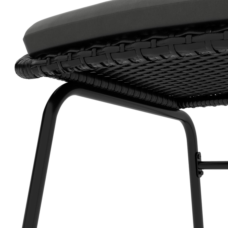 Black 3 Piece Rattan Bistro Set With Cushions For Balcony Or Small Garden Spaces