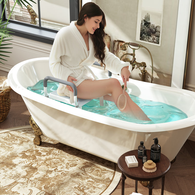 Adjustable Aluminium Bath Seat With Non Slip Legs For Elderly Or Disabled Users, Light Blue