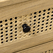 4 Drawer Storage Cabinet With Rattan Fronts Ideal For Bedroom Or Lounge, Wood Effect