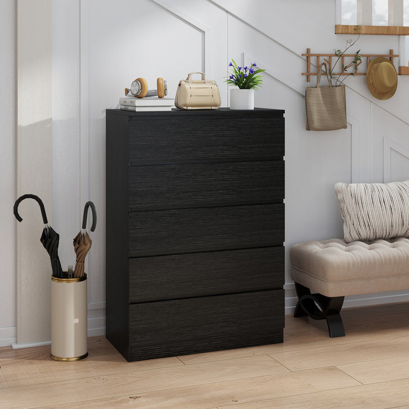 Chest of Drawers for Bedroom Organisation with 5 Smooth-Glide Drawers Black