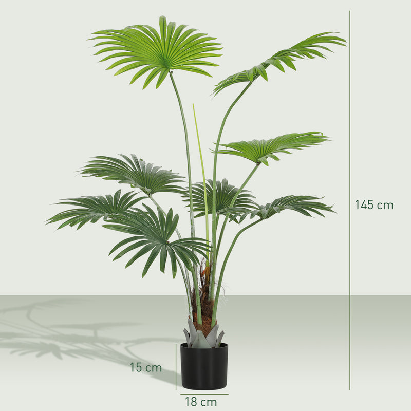 145cm Artificial Palm Tree with Lifelike PEVA Leaves Ideal for Home or Office Decor Green