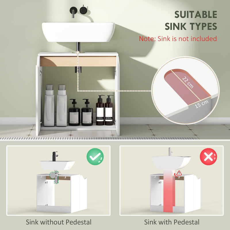 White Under Sink Bathroom Cabinet With Soft Close Doors Ideal For Pedestal Free Basins