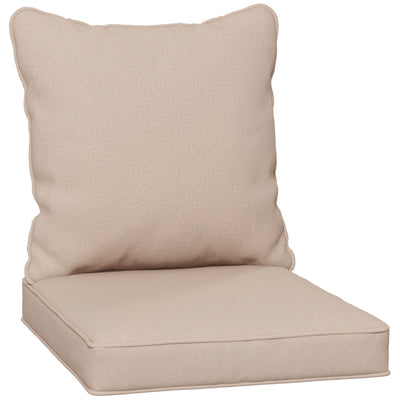 Beige Padded Garden Seat and Back Cushion Set for Outdoor Chairs Comfortable Support Outsunny