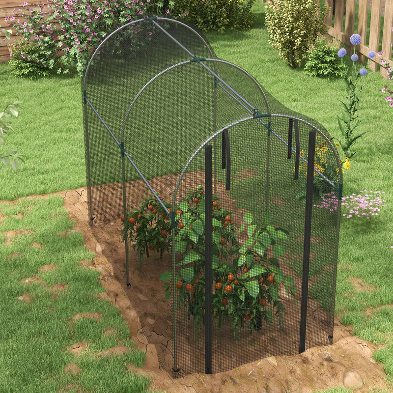 Galvanised Steel Garden Fruit Cage With Zipped Door For Plant Protection Black