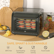 Black Six Tray Food Dehydrator Adjustable Temperature 35-70 Degrees Centigrade by HOMCOM
