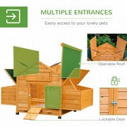 Yellow Wooden Chicken Coop and Run Set for 4 to 8 Hens with Nesting Box and Tray by Outsunny AOSOM