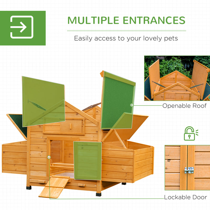 Yellow Wooden Chicken Coop and Run Set for 4 to 8 Hens with Nesting Box and Tray by Outsunny AOSOM