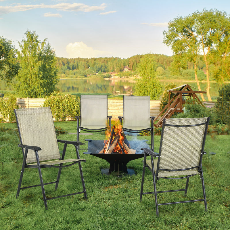 Set of 4 Folding Garden Chairs in Beige Ideal for Outdoor Dining or Relaxing