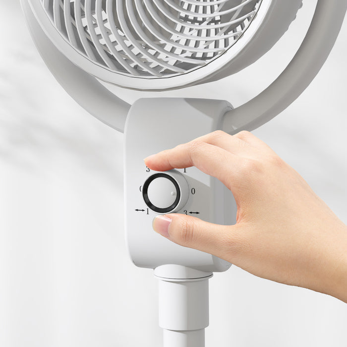 White Pedestal Air Circulation Fan with Oscillating Function by HOMCOM