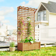 Wooden Raised Garden Planter with Trellis for Climbing Plants and Vegetables Yellow Outsunny