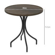 Brown 66cm Galvanised Steel Round Garden Table for Patio and Outdoor Use by Outsunny