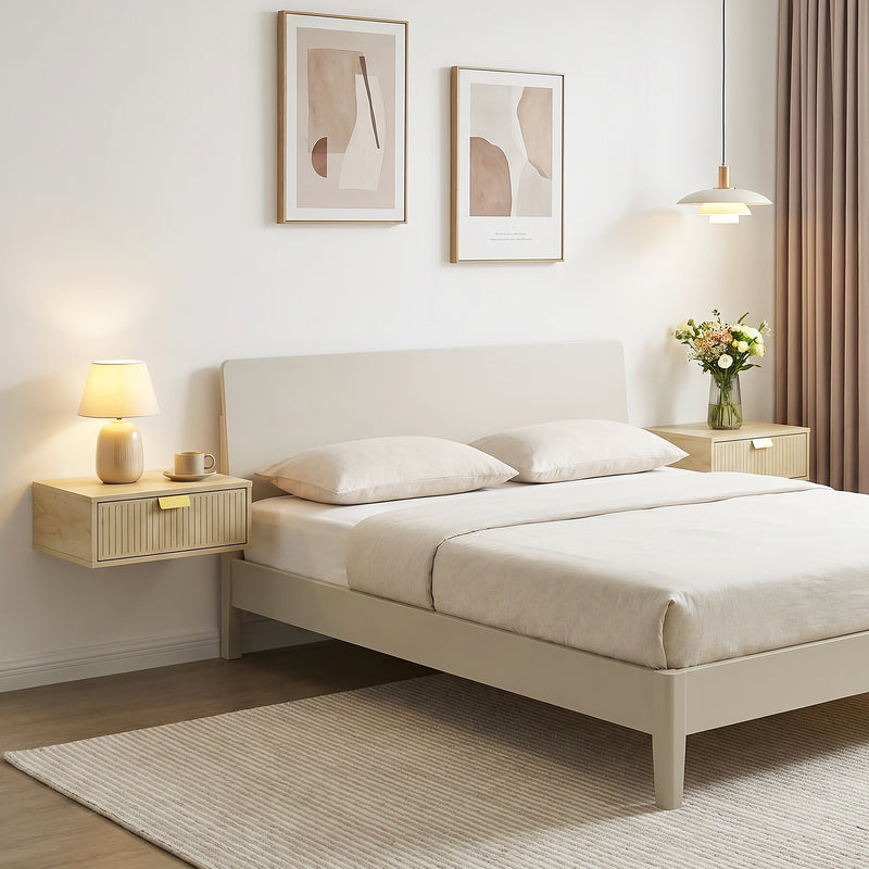 Floating Wall Mounted Bedside Table Set with Drawer for Clutter Free Storage Oak