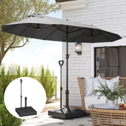 Black Garden Parasol Base with Adjustable Wheels and Handle Holds Up to 55kg by Outsunny