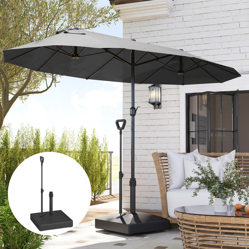 Black Garden Parasol Base with Adjustable Wheels and Handle Holds Up to 55kg by Outsunny