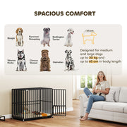 Steel Dog Crate With Removable Tray and Wheels for Secure Home Use Black AOSOM