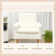 Upholstered Accent Armchair with Wide Padded Seat and Wooden Legs for Living Room Cream White