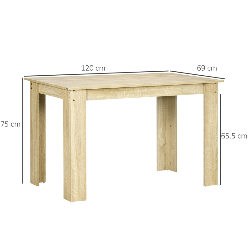 Dining Table for Small Spaces Seats 6 Easy Clean Wood Effect Oak AOSOM