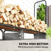 Heavy Duty Firewood Log Rack With Waterproof Cover For Outdoor Storage 300kg Black