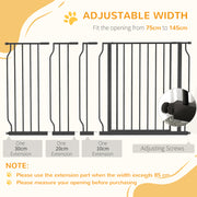 Extra Wide Dog Safety Gate with Walk Through Door for Stairs and Hallways Black