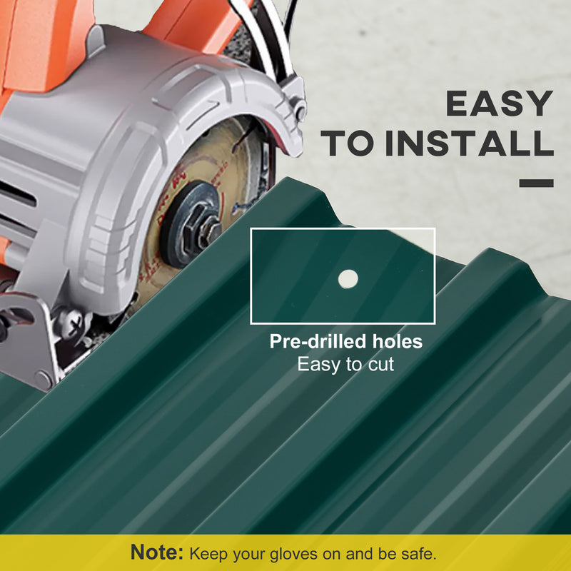 Green Galvanised Metal Roofing Sheets Pack of 24 for Greenhouse Shed Garage 129 x 45cm by Outsunny
