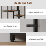 Seven Tier Geometric Bookcase With Open Shelves For Modern Home Storage Brown Black