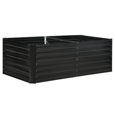 Large Raised Garden Bed With Reinforced Steel Frame For Vegetables And Flowers Black AOSOM