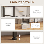 Cream White Fabric Chest of Drawers with 6 Storage Drawers and Wooden Top by HOMCOM