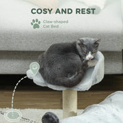 Grey 47cm Small Cat Tree with Scratching Post Bed Tunnel and Toy Ball by PawHut