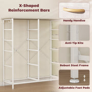 Tall Chest of 10 Fabric Drawers for Bedroom Storage with Wood Frame, Natural Finish