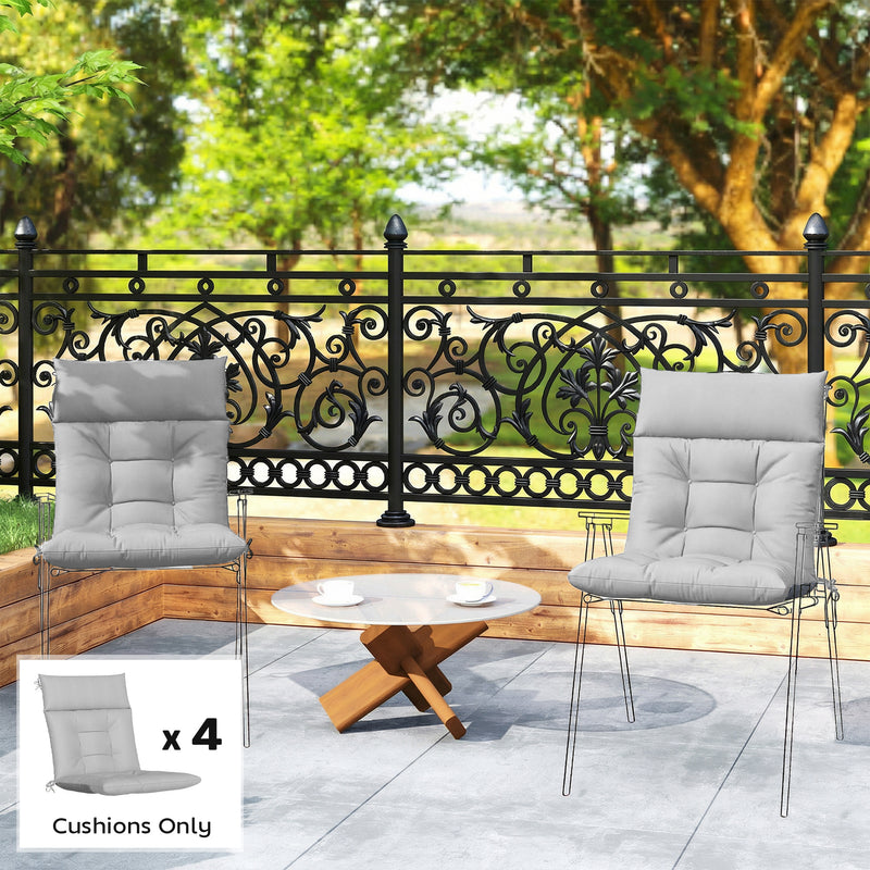 Garden Chair Cushion Set of 4 with Headrest and Back Support Water Repellent Light Grey Outsunny