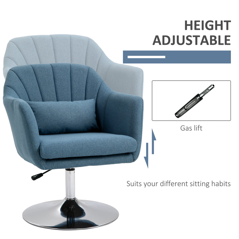 Swivel Accent Chair with Adjustable Height and Lumbar Support for Home Office Blue