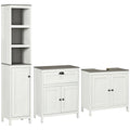 Antique White Bathroom Furniture Set with Adjustable Shelves and Storage Cabinets by Kleankin