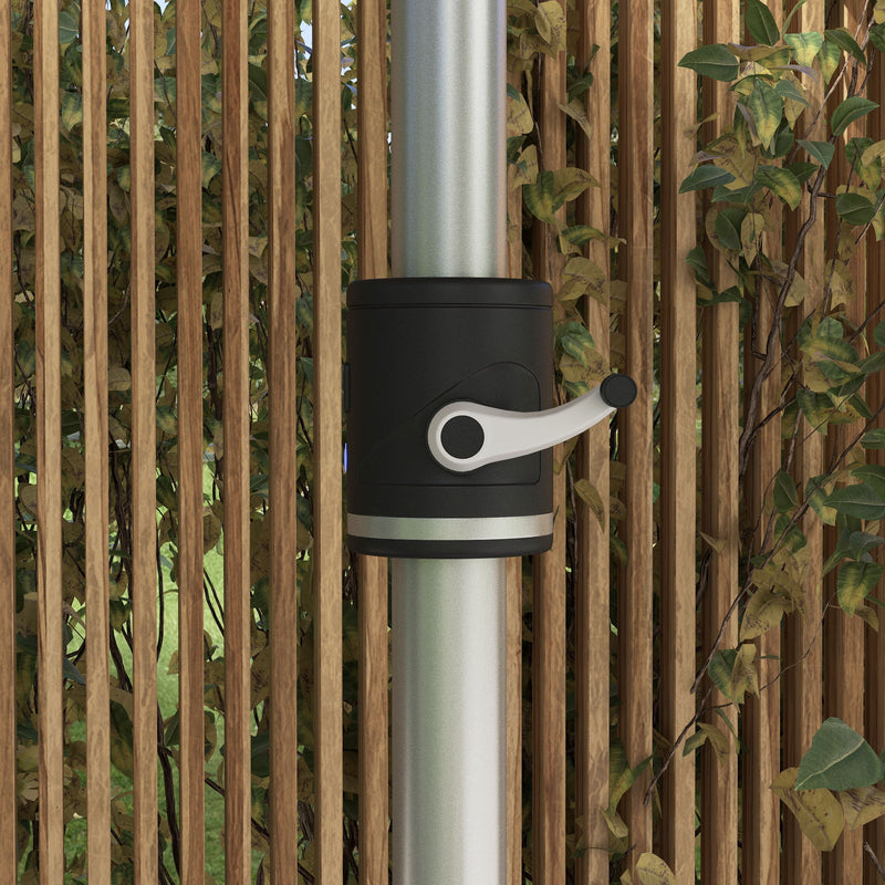 Khaki 3m Garden Parasol With Solar LED Lights For Shaded Outdoor Relaxation